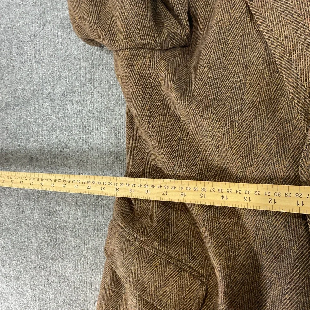 Orvis Mens 42R Brown Herringbone Pure New Wool Sport Coat Blazer Made in England